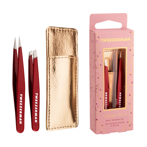 Vintage Rose Mini Tweezer Set with Case