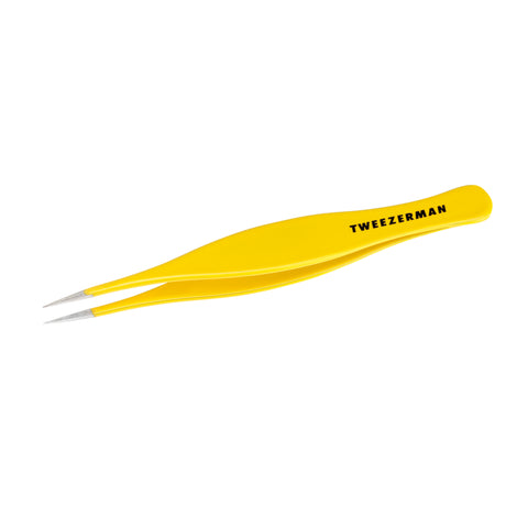First Aid Splintertweeze. Yellow color finish with wide middle body and stainless steel tips