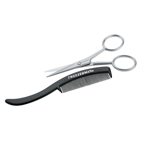 Stainless Steel Moustache Scissors & Comb