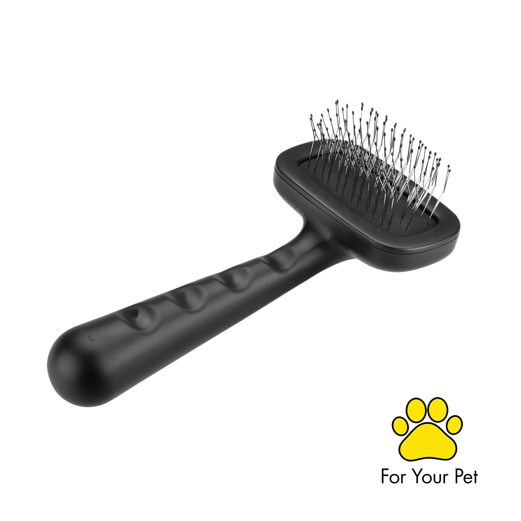 Backside of Black color Small Coated Tip Slicker Brush with smooth flat finish.