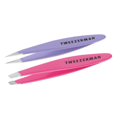 Mini Oval Purple Point Tweezer and Mini Oval Pink Slant Tweezer