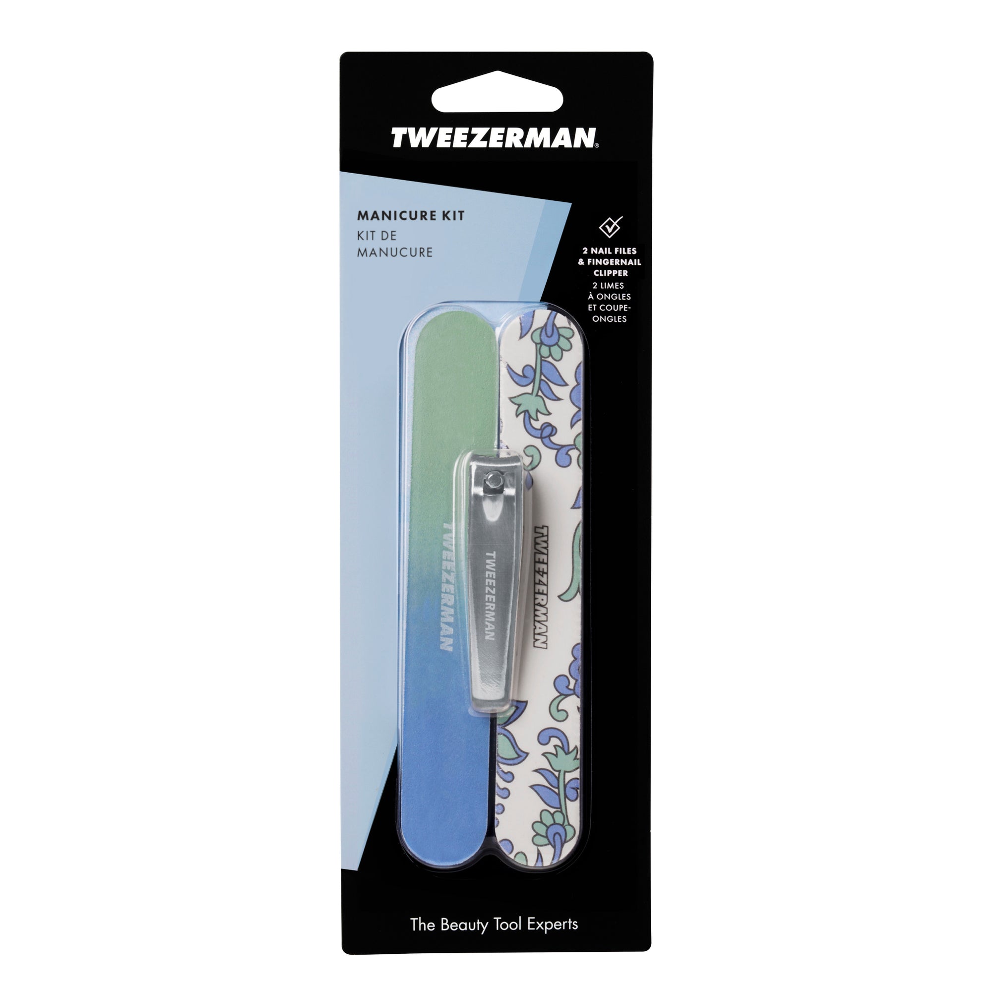 Front of Packaging for Blue and Green Paisley Manicure Kit