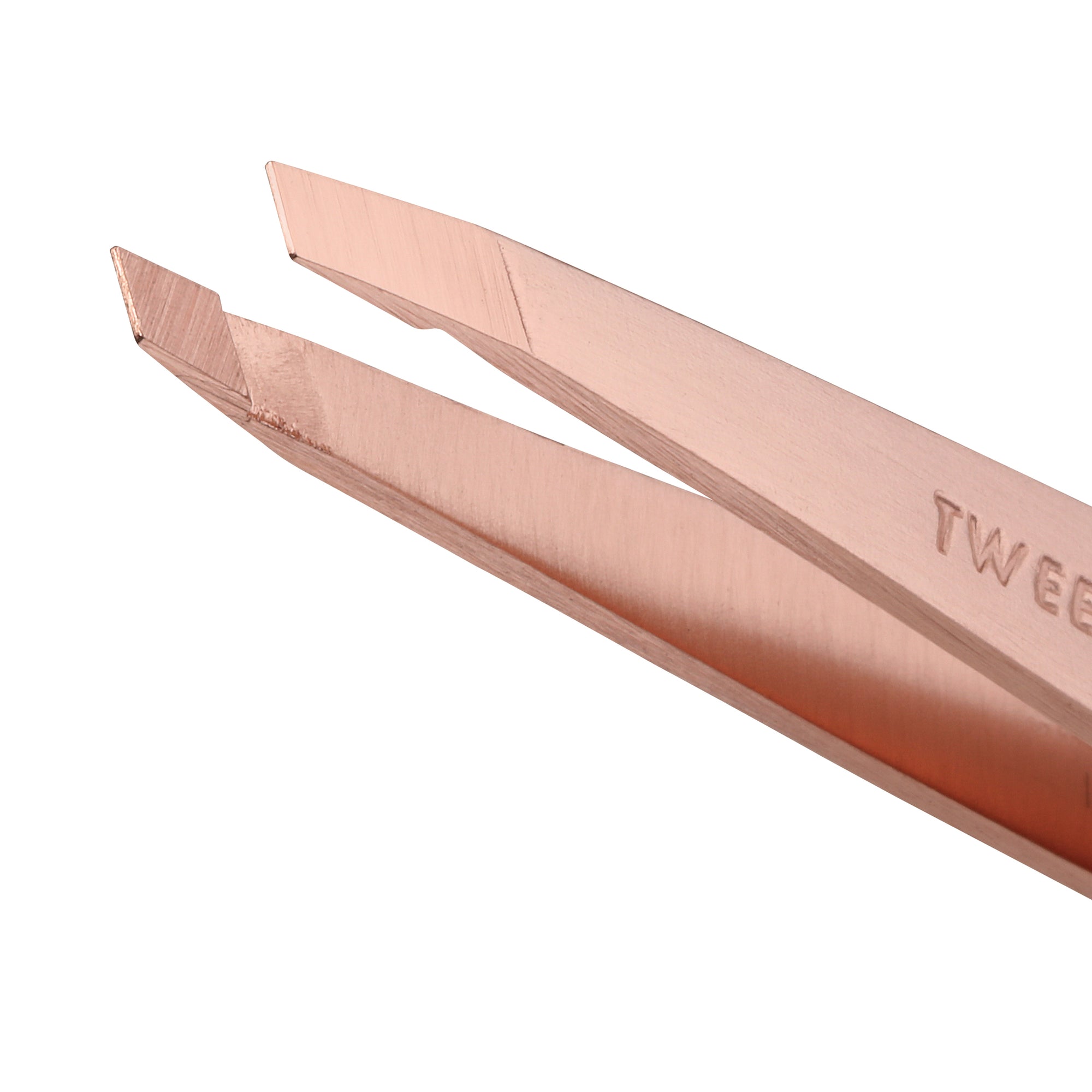 Rose Gold tip of Rose Gold Slant Tweezer