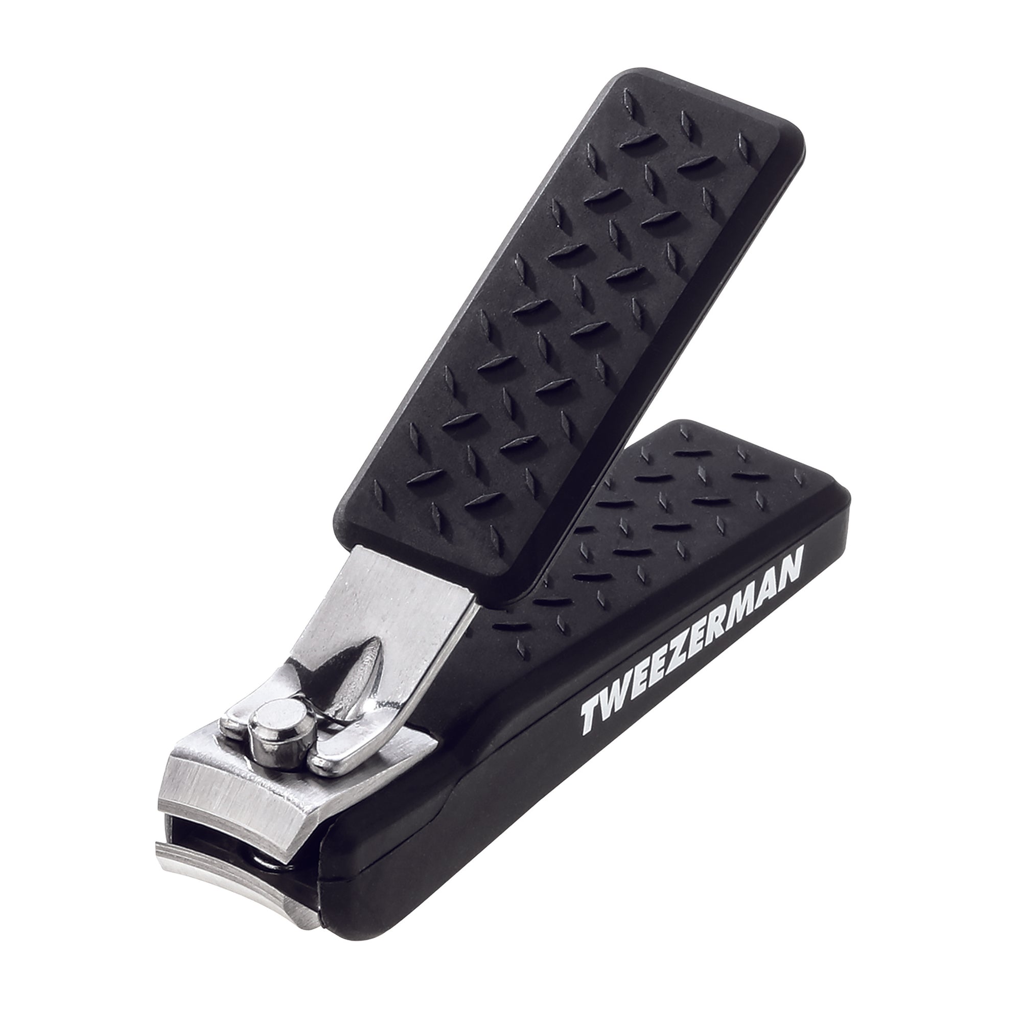 Precision Grip Fingernail Clipper with curved blades and textured black handle