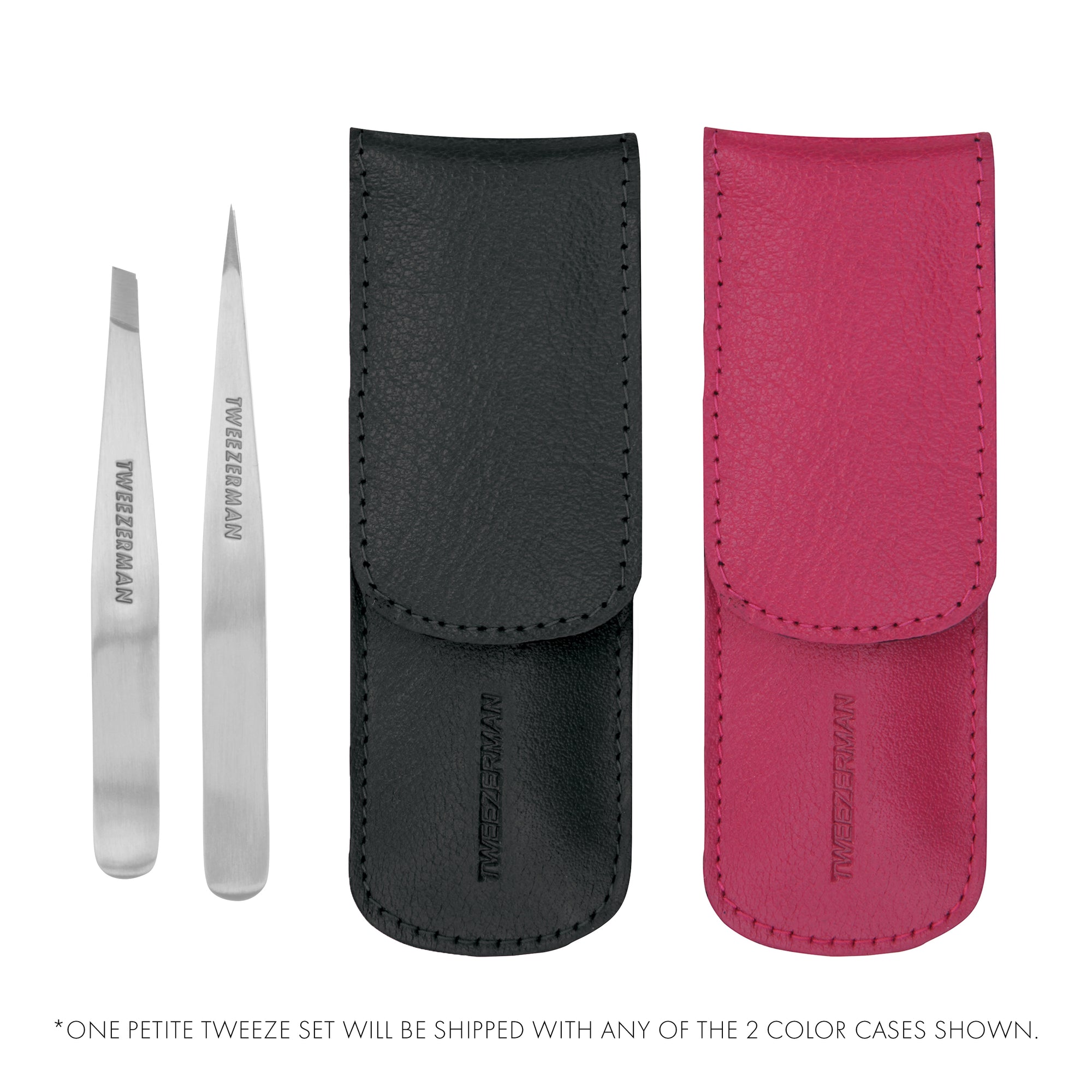 Petite Tweezer Set with Assorted Black, Pink Case.