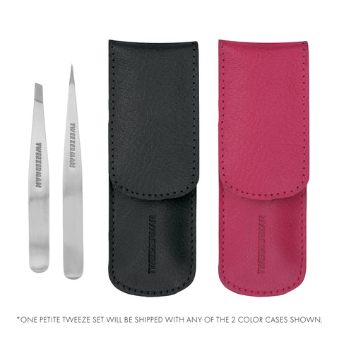 Petite Tweezer Set with Assorted Black, Pink Case.