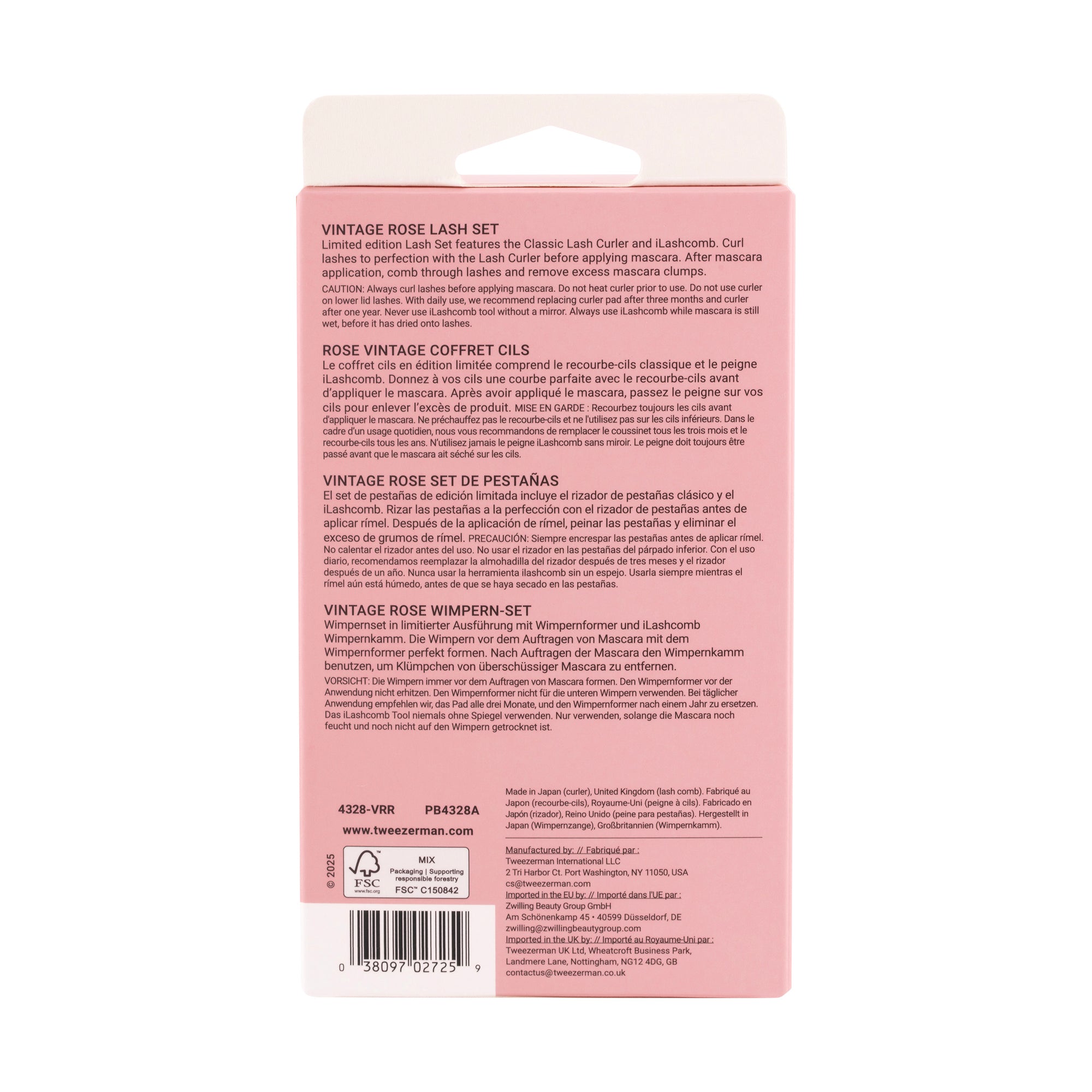 Back of packaging for Vintage Rose Lash Gift Set