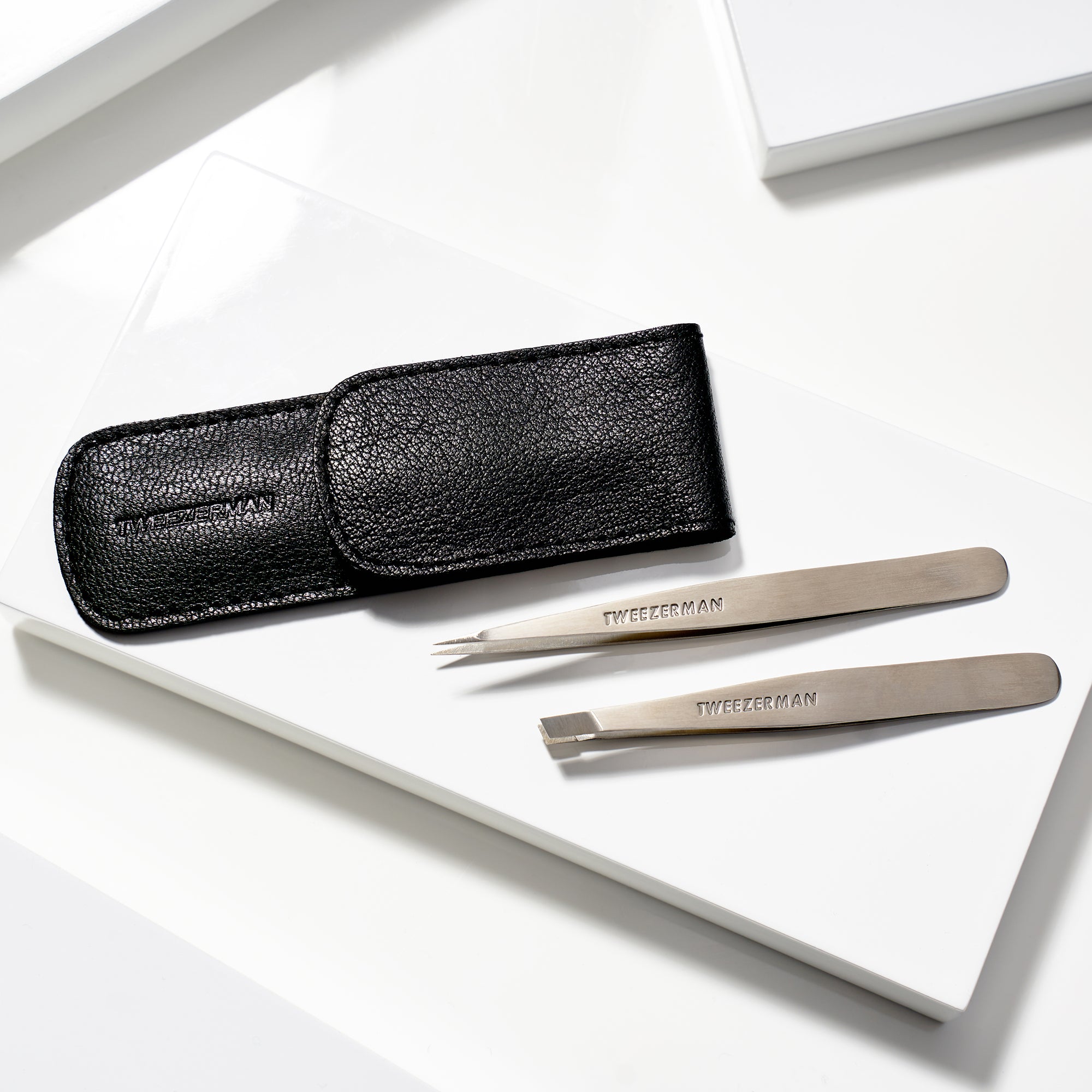 Petite Tweezer Set with Assorted Black, Pink Case.
