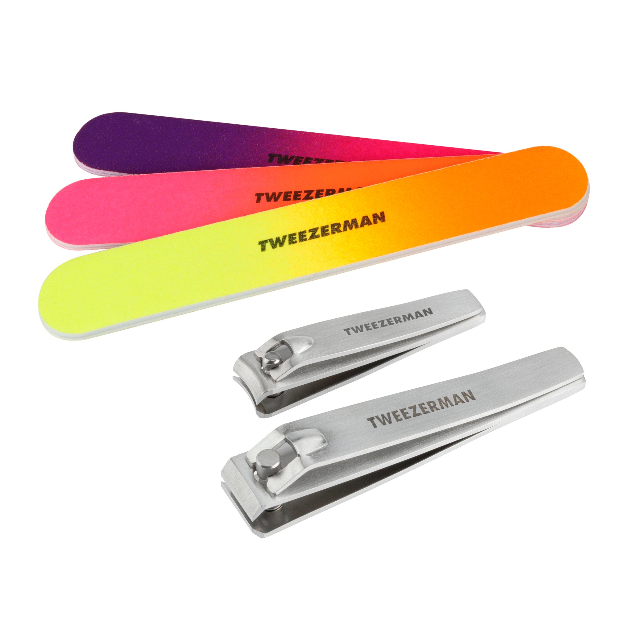 Neon Nail Kit: Neon Nail Kit NAIL FILE SET and stainless-steel nail clipper with curved blade and straight blade