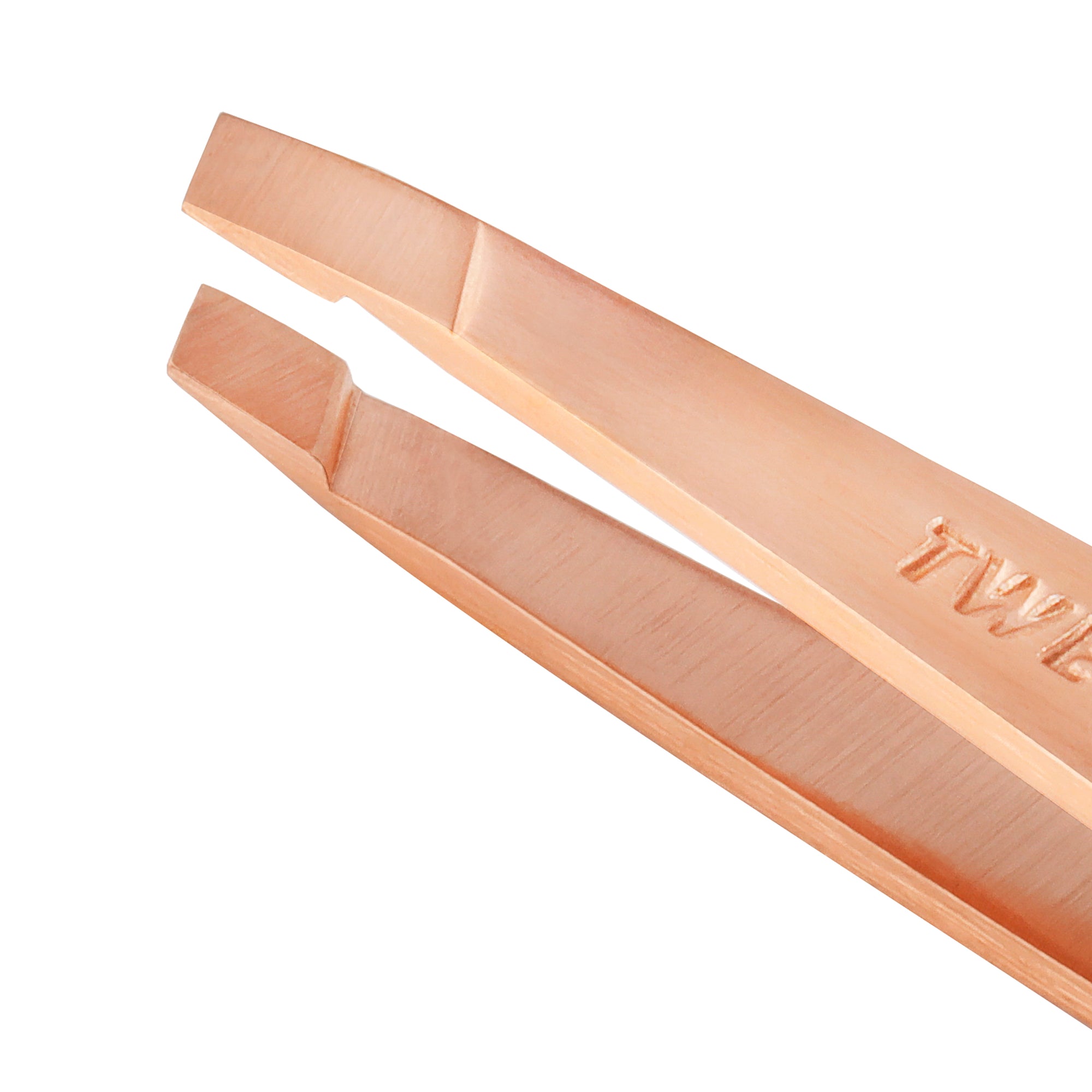 Tip of Rose Gold Mini Slant Tweezer