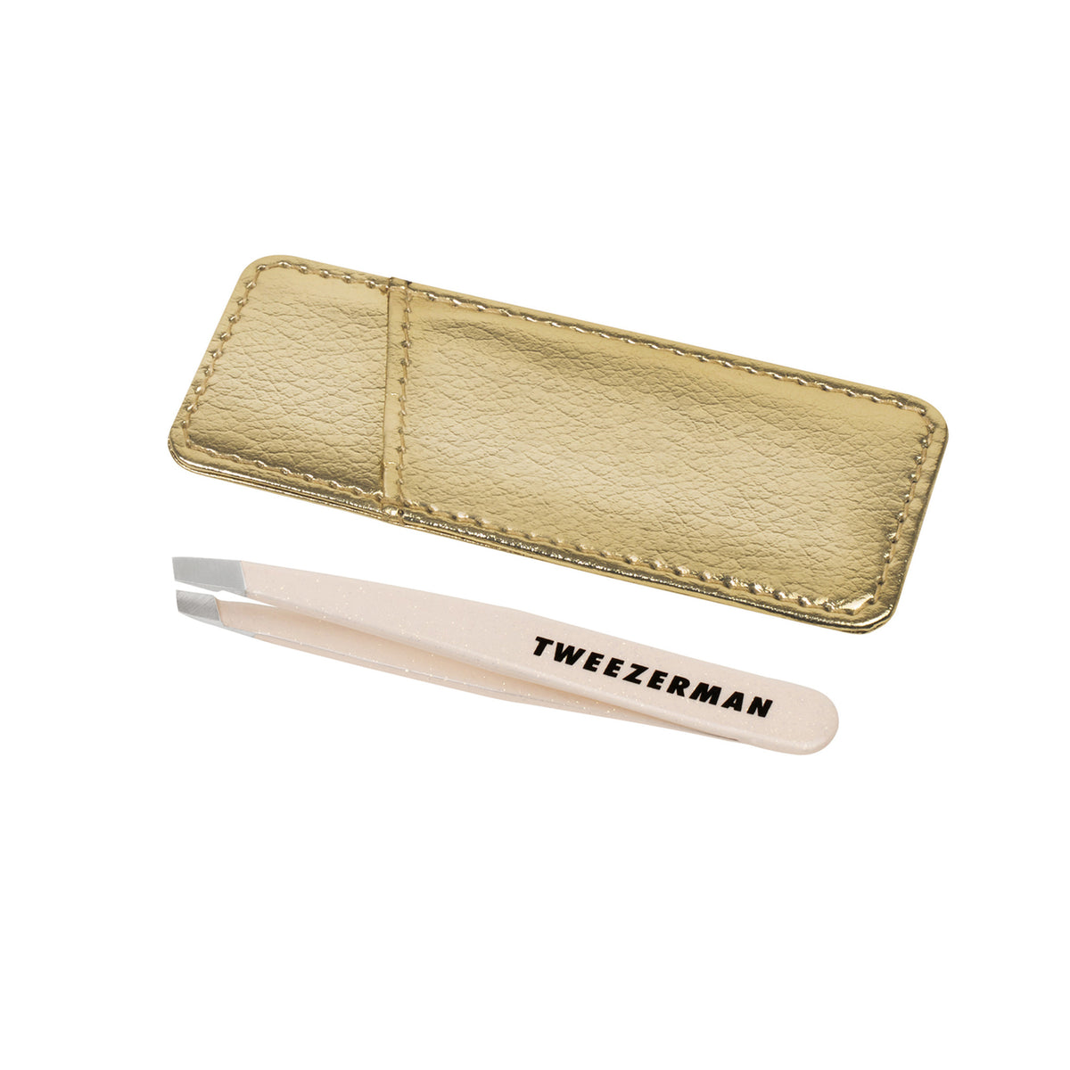 Evening Glow Mini Slant Tweezer with Case on a white background