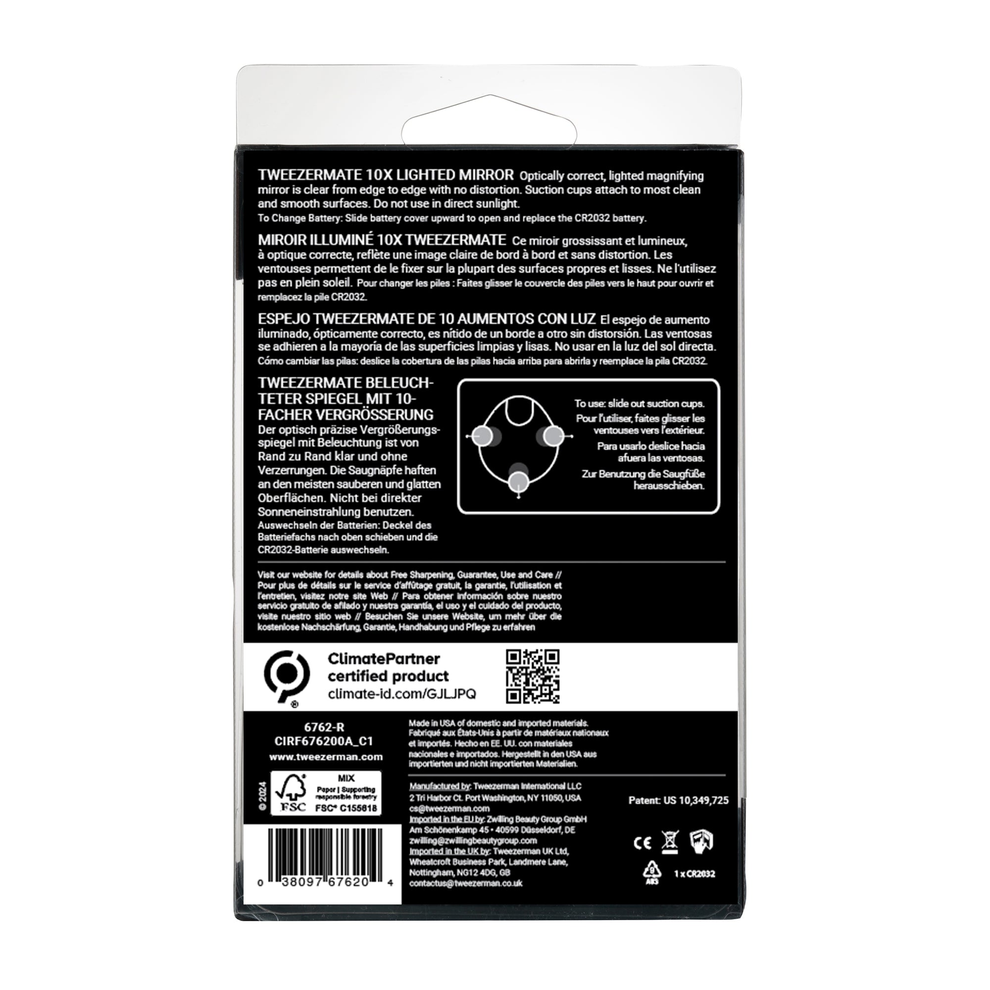 6762-R | Tweezermate 10X Lighted Mirror