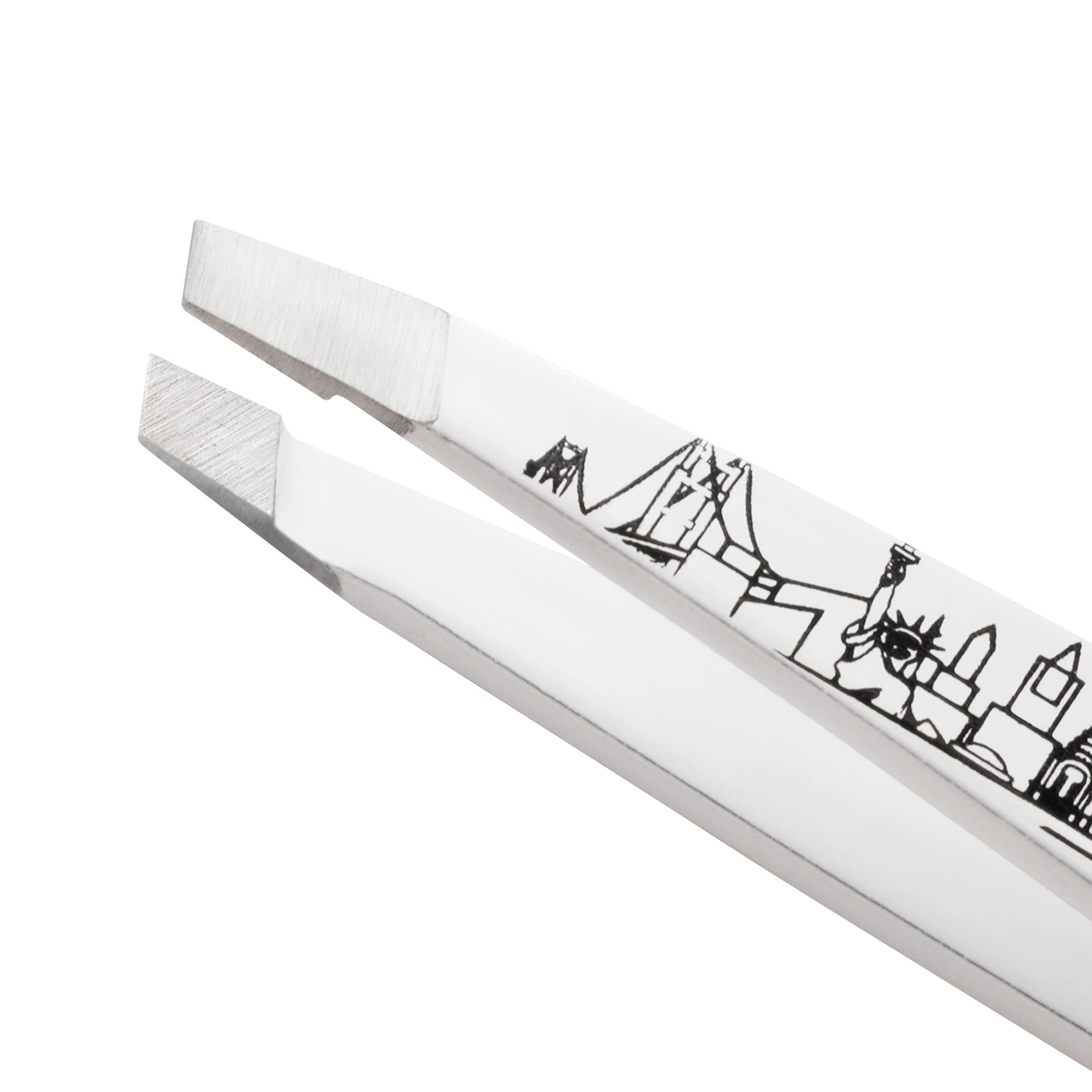 Stainless Steel Tips on NYC Mini Slant Tweezer