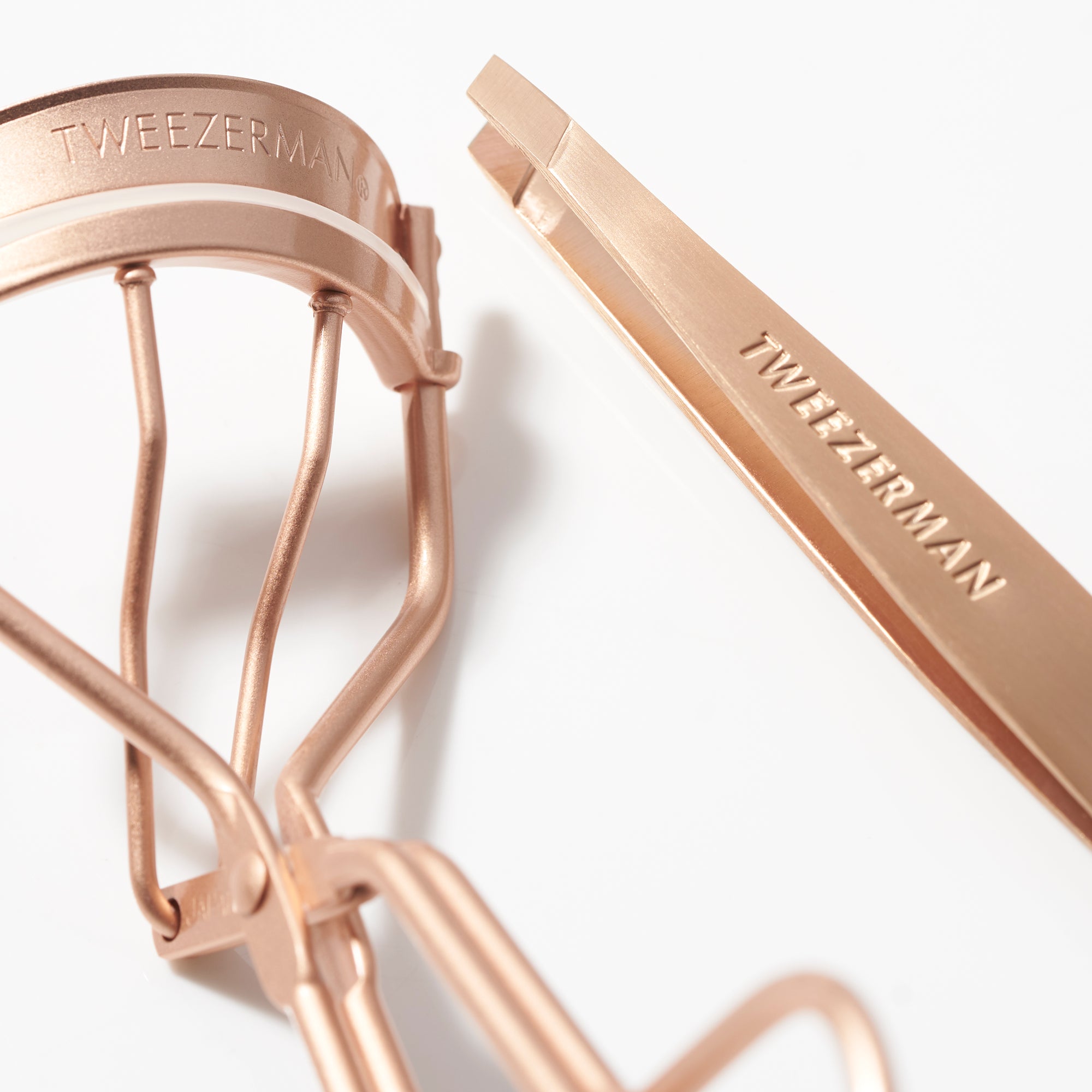 Tip of Rose Gold Tweezer and Eyelash Curler
