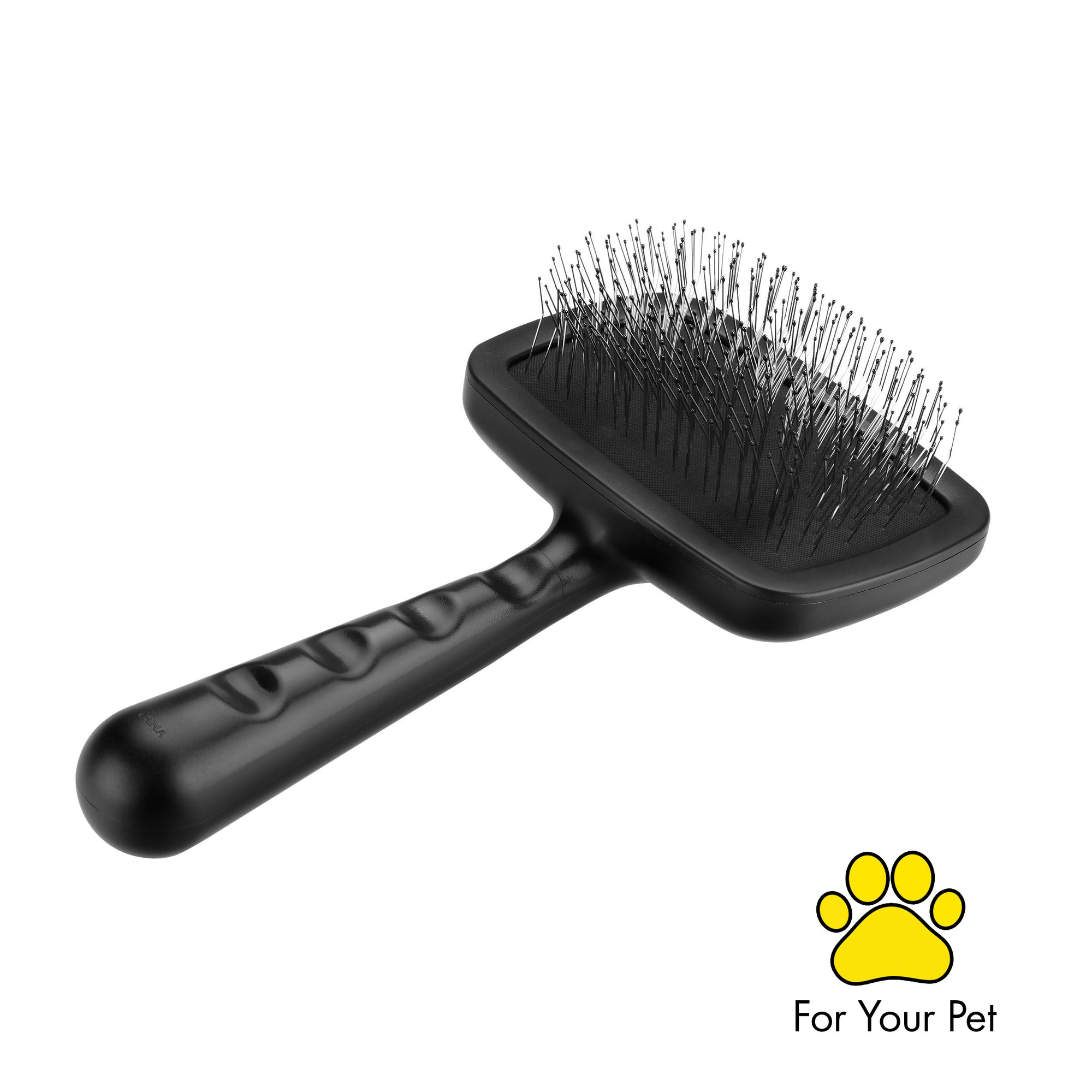 Backside of Black color Large Coated Tip Slicker Brush with smooth flat finish. 