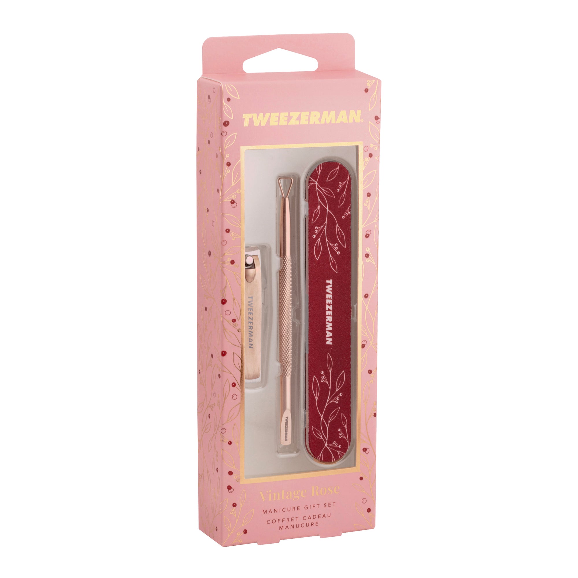 Front of packaging for Vintage Rose Manicure Gift Set
